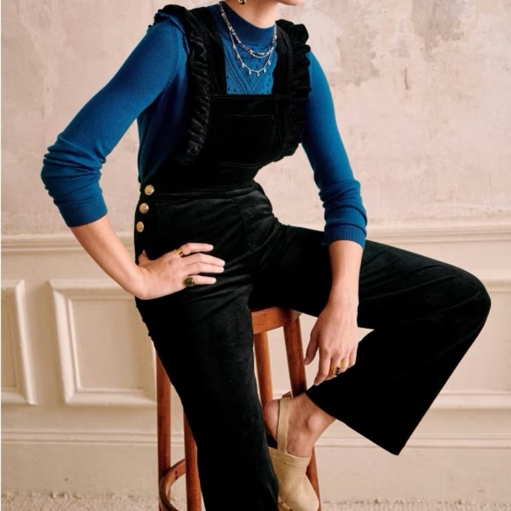 Sezane Black Corduroy Jumpsuit